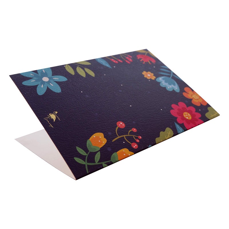 CHRIZ.Z Anniversary Card - Gold Foil Multicolored Floral Dark Blue Textured Greeting Card with Kraft Envelope - 5" x 7" - Happy Anniversary Card For Couple, Valentine, Employee, Him or Husband - Blank Inside - Image 5